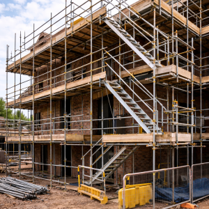 Scaffolding around mosque building
