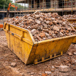 Construction skip full of rubble